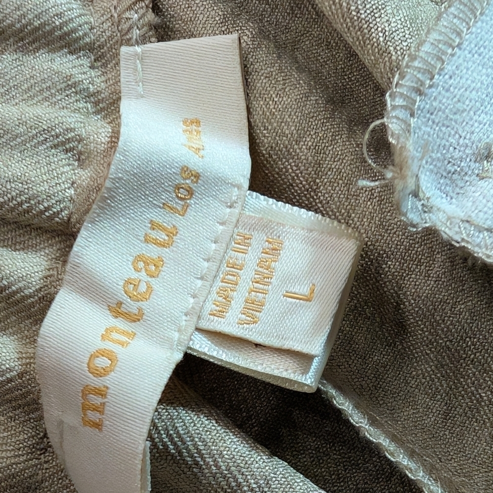 Monteau Los Angeles Pleated Beige Wide-Leg Pants Size Large - Picture 5 of 11